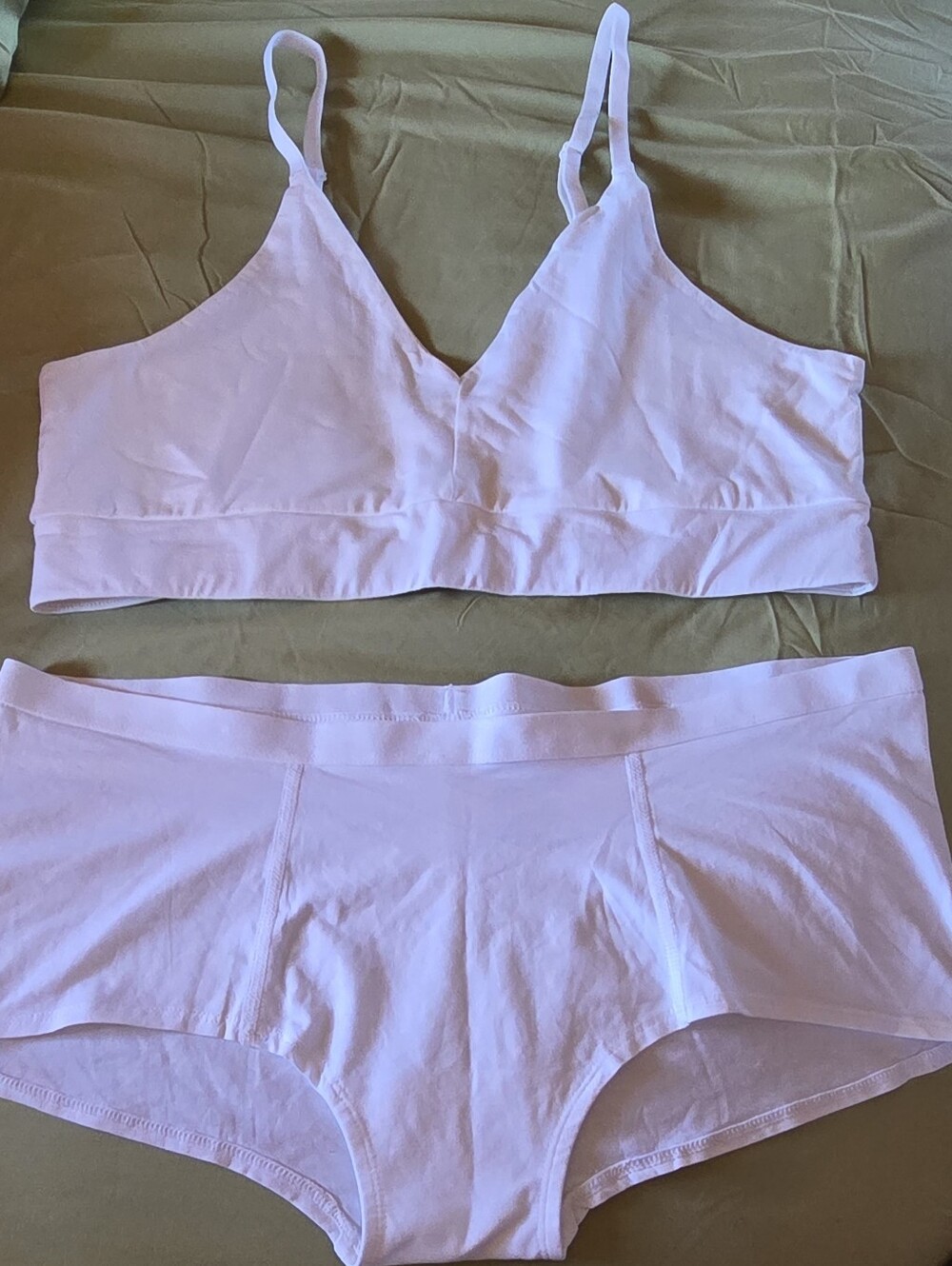 NWOT- Pact Organic- White Bralette and  Boyshort Set
